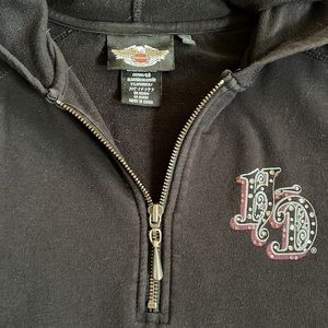 Harley Davidson 1/4 Zip Hooded Sweatshirt